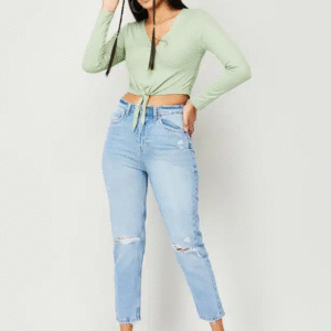 Women Stonewashed Full-Length Tapered Fit Jeans