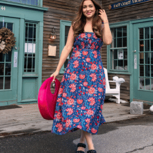 Blue Morpho handblock cotton dress