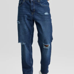 Men’s Loose Fit Ripped Denim in Navy
